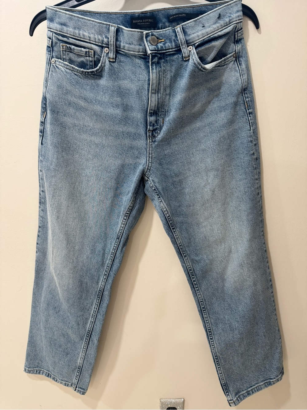 Banana Republic High-Rise Straight Leg Jeans - Light Wash Blue
